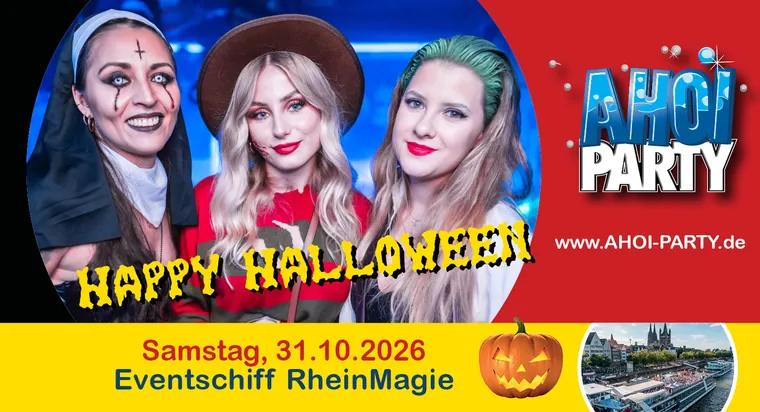 Flyer: Happy Halloween auf dem Partyschiff, Eventschiff RheinMagie